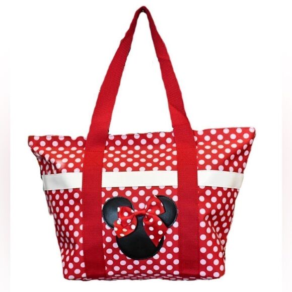 Disney Tote Mickey & Minnie Mouse Icon Print Zipper Travel Bag - Picture 1 of 4